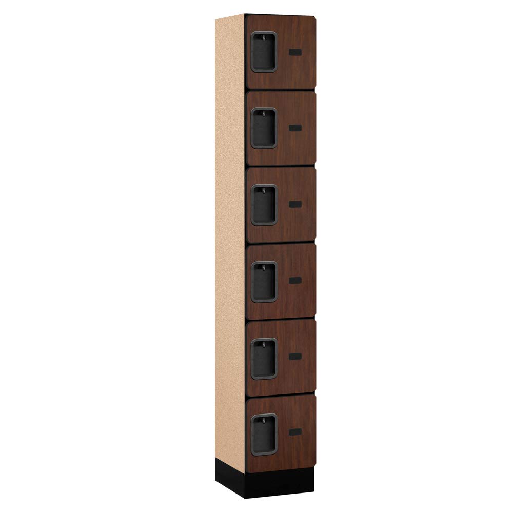 12 Wide Six Tier Box Style Designer Wood Locker - 1 Wide - 6 Feet High - 15 Inches Deep - Mahogany