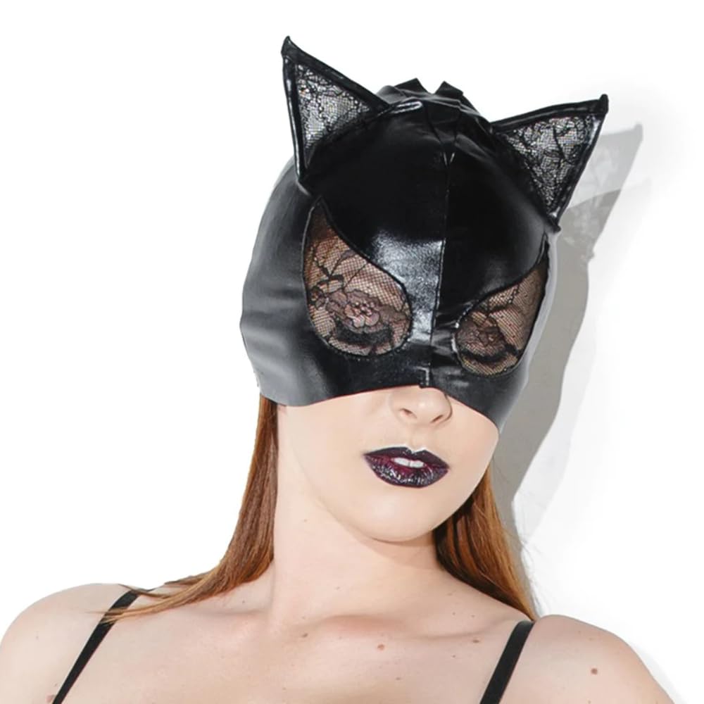 Coquette Cat Mask With Lace Eyes And Ears