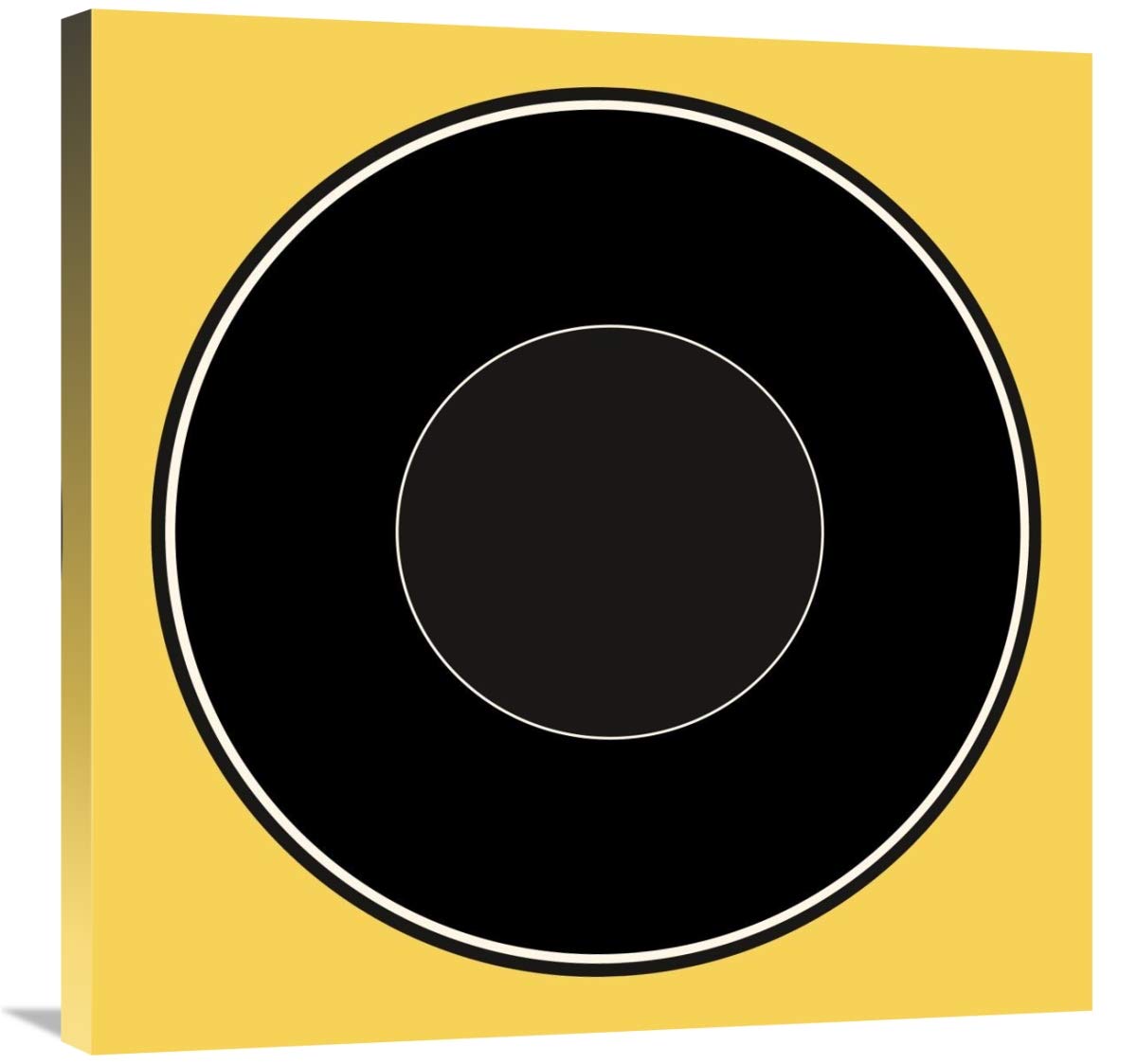 Mealtime: Black on Yellow - Plate-Canvas Art-30x30”