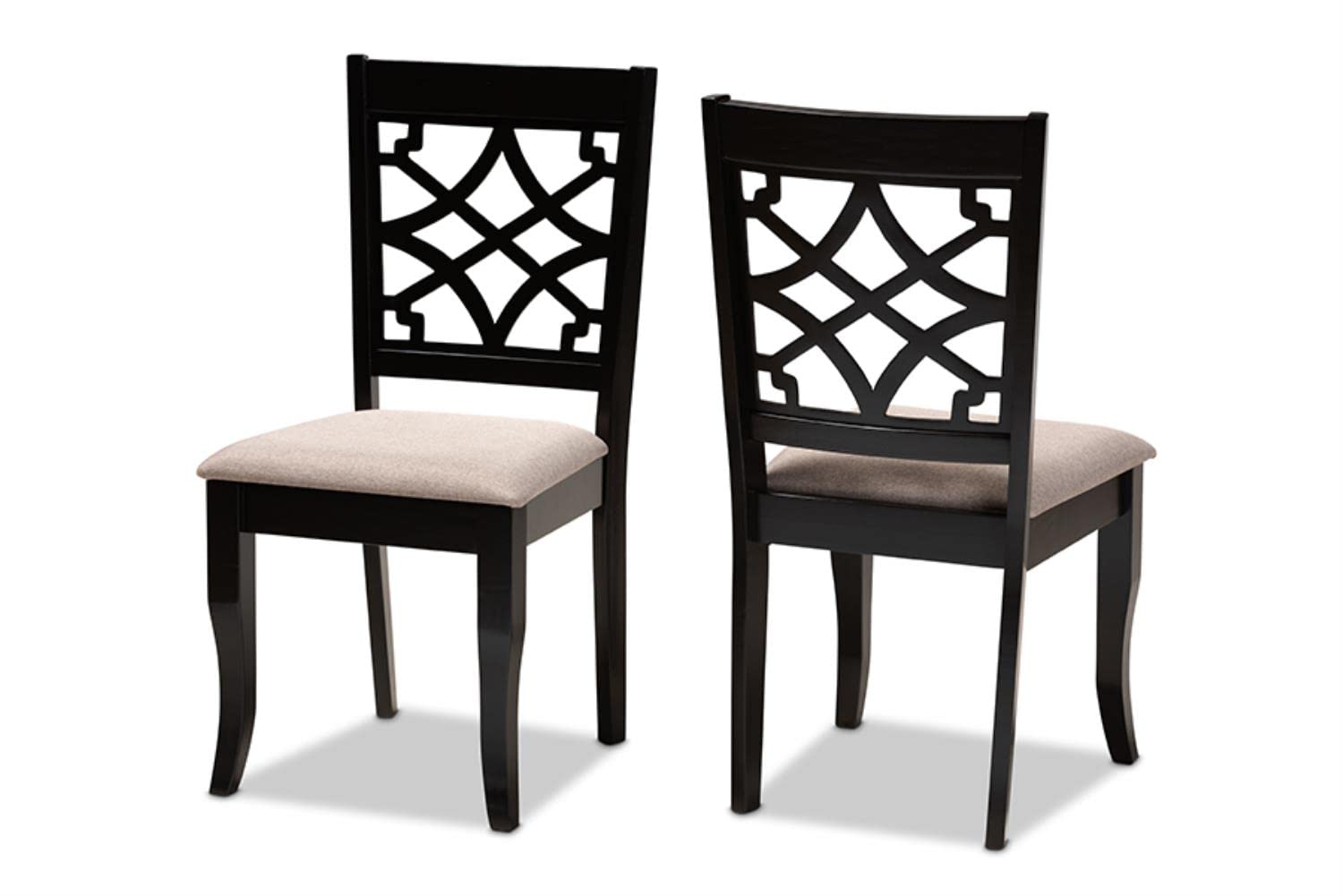 Baxton Studio Mael Modern And Contemporary Sand Fabric Upholstered And Espresso Brown Finished Wood 2-Piece Dining Chair Set