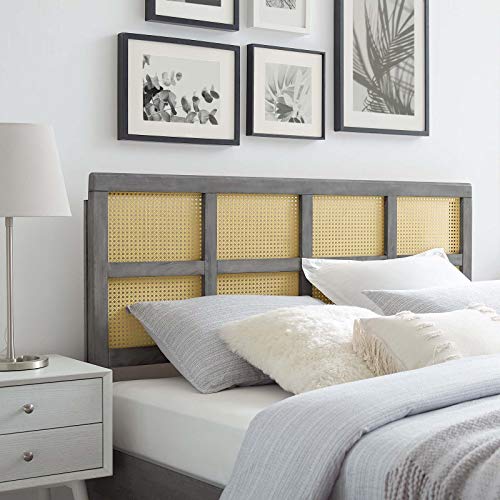 Casafoyer Luana Cane Woven Rattan Queen Headboard in Gray