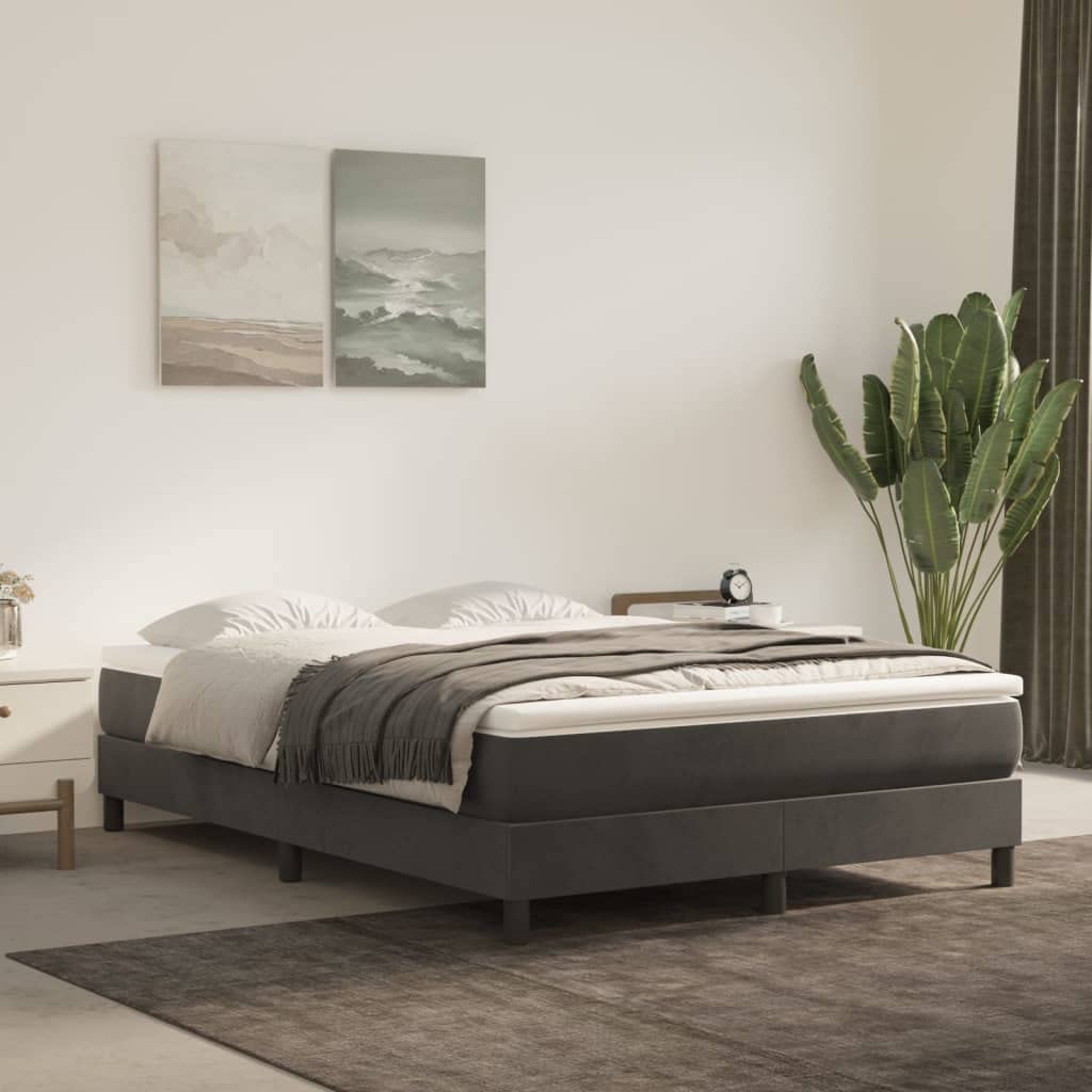 vidaXL Box Spring Bed Frame Dark Gray 53.9x74.8??Full Velvet