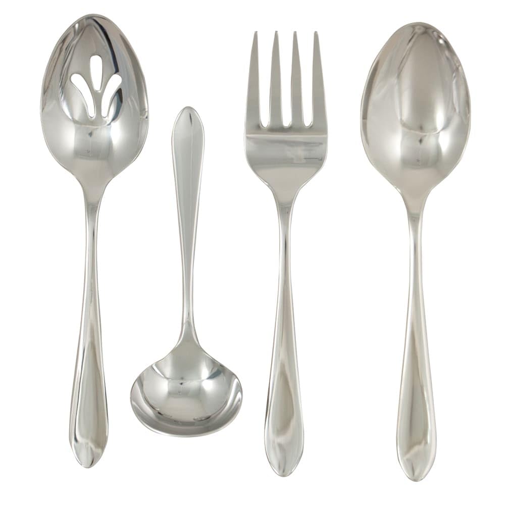 Linden Mirror Finish Stainless 4 pc Hostess Set