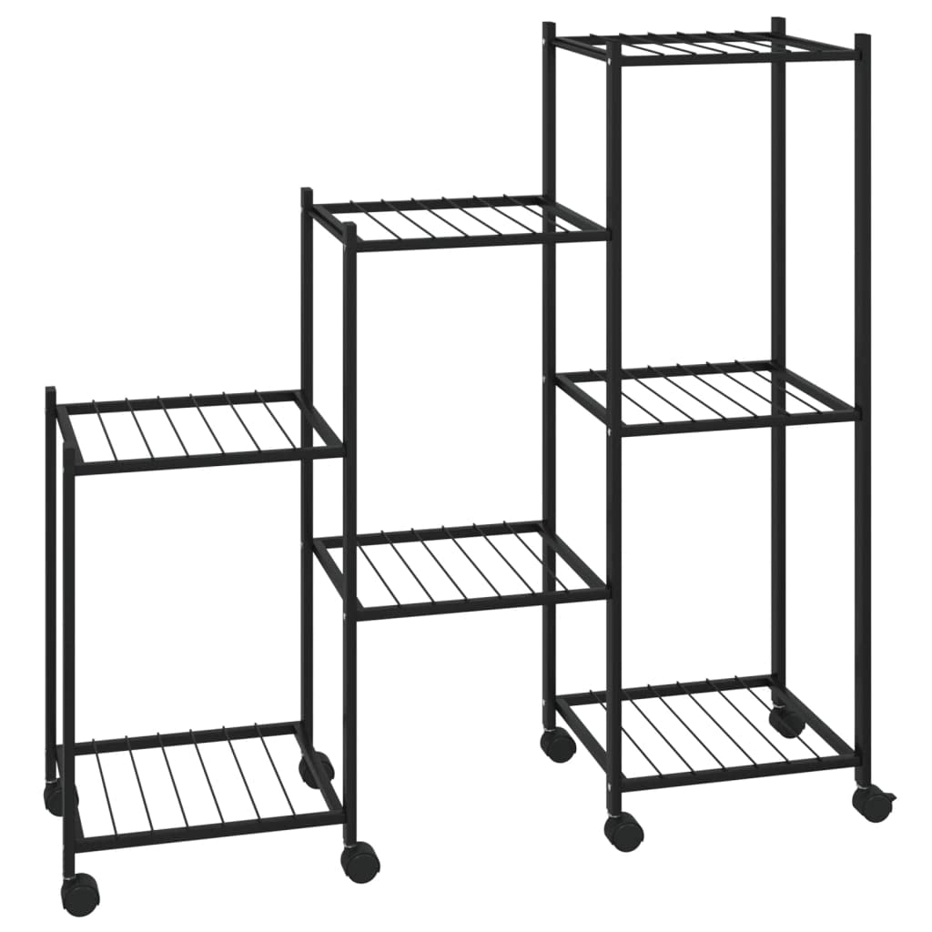 vidaXL Flower Stand with Wheels 32.7x9.8"x32.9" Black Iron"