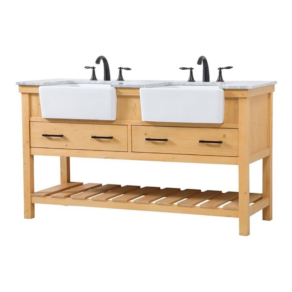 Elegant Decor Clement 60 Aluminum Mdf Double Bathroom Vanity In Natural Wood