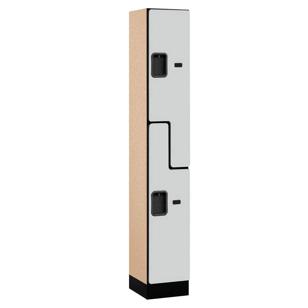 12 Wide Double Tier S Style Designer Wood Locker - 1 Wide - 6 Feet High - 15 Inches Deep - Gray