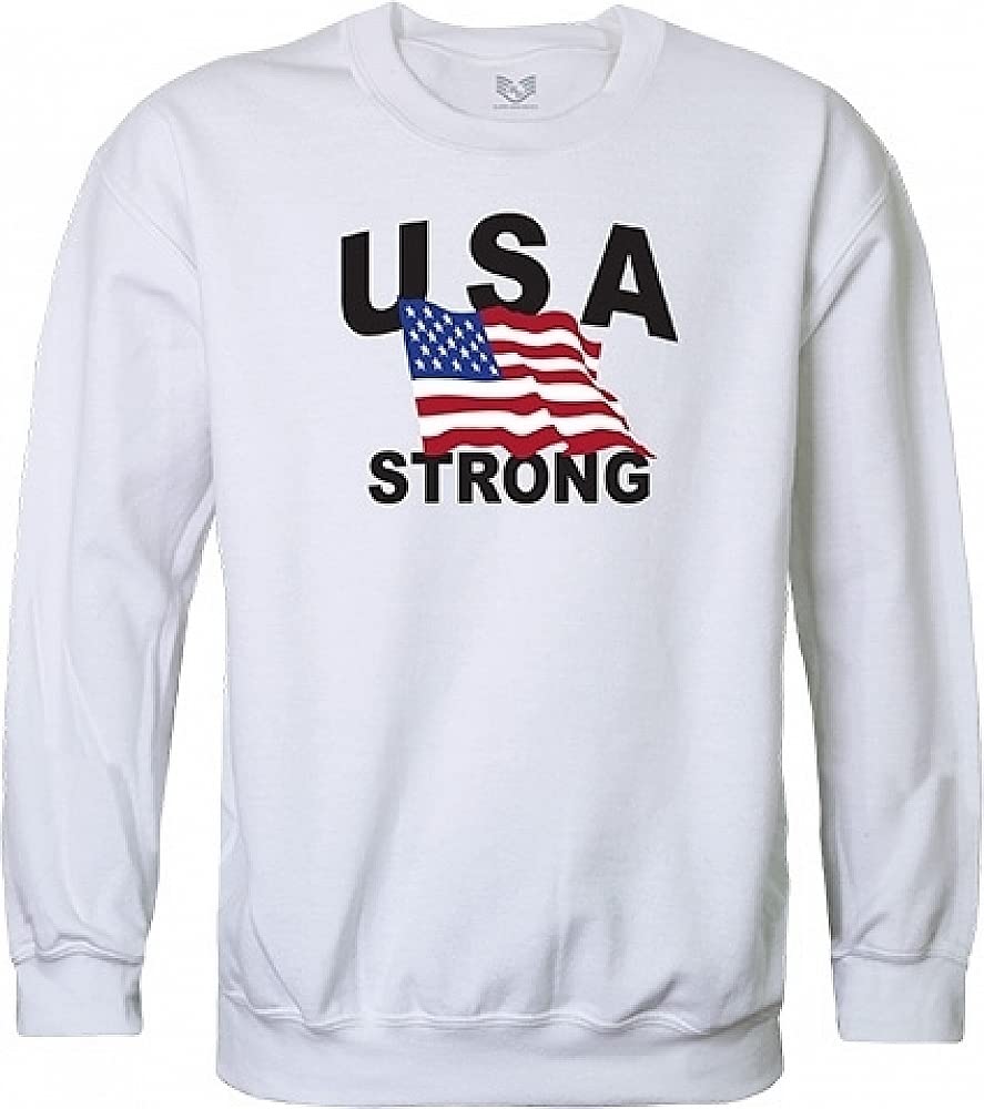 Graphic Crewneck, USA Strong 4, White, 2X