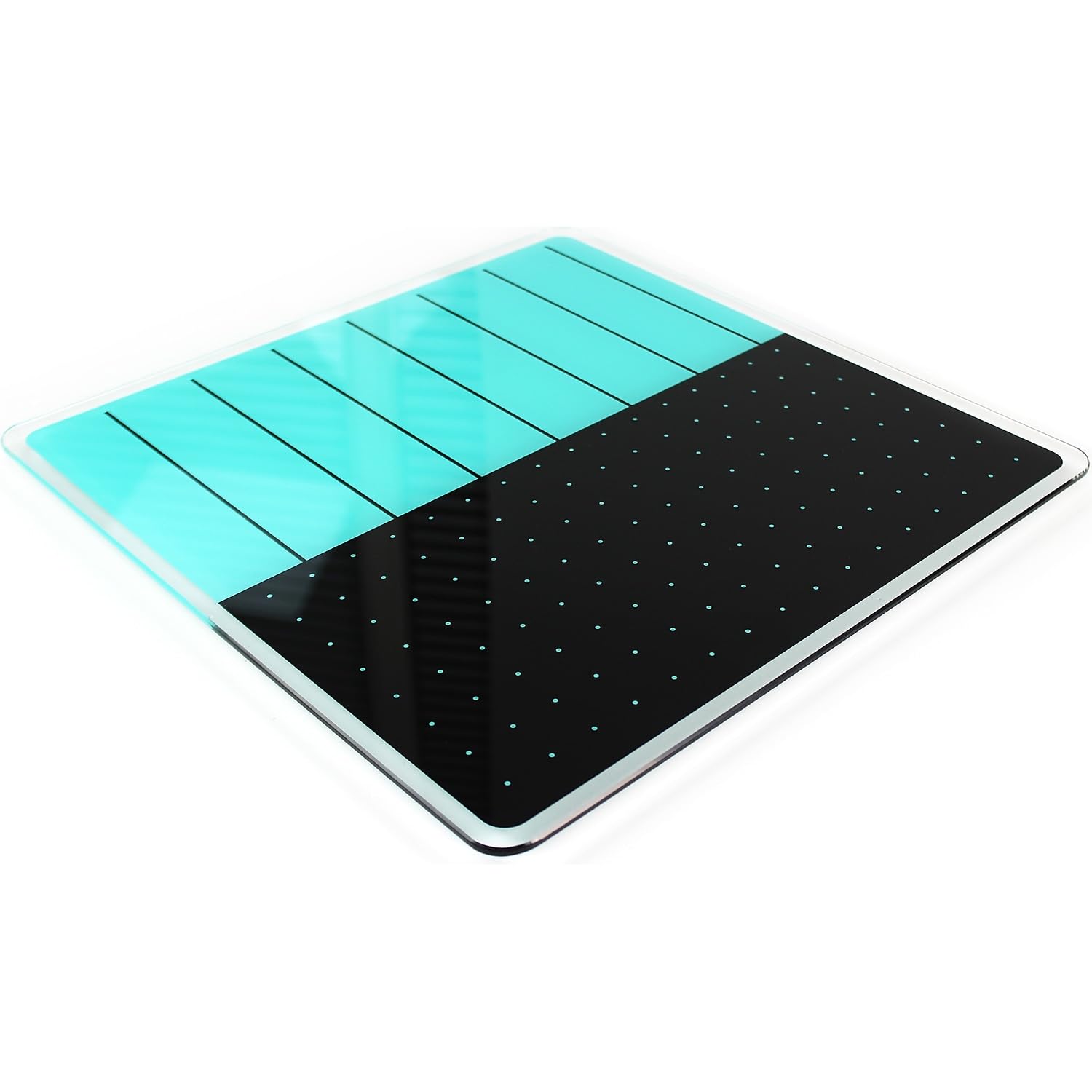 Viztex Glacier Teal & Black Plan & Grid Glass Dry Erase Board - 14 x 14”