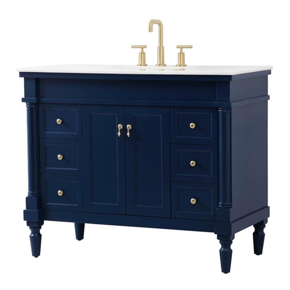 Elegant Decor Lexington 42 Solid Wood Single Bathroom Vanity In Blue