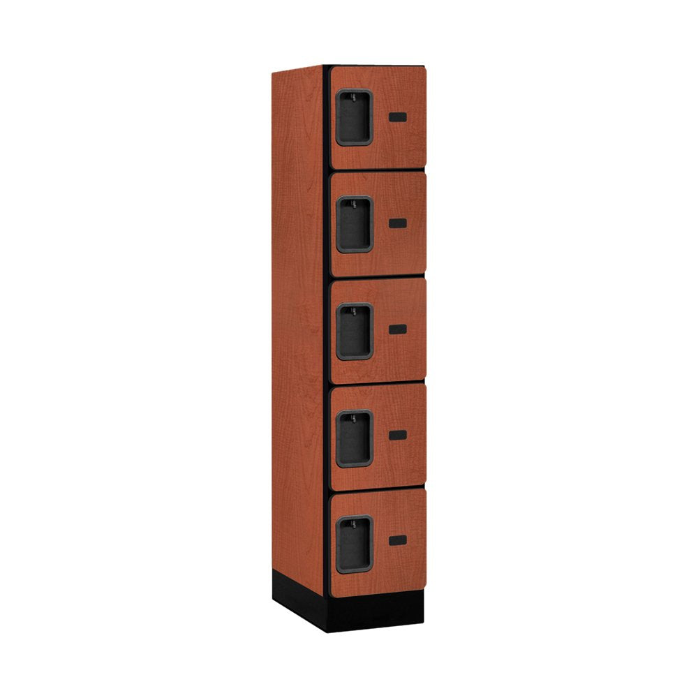12 Wide Five Tier Box Style Designer Wood Locker - 1 Wide - 5 Feet High - 18 Inches Deep - Cherry