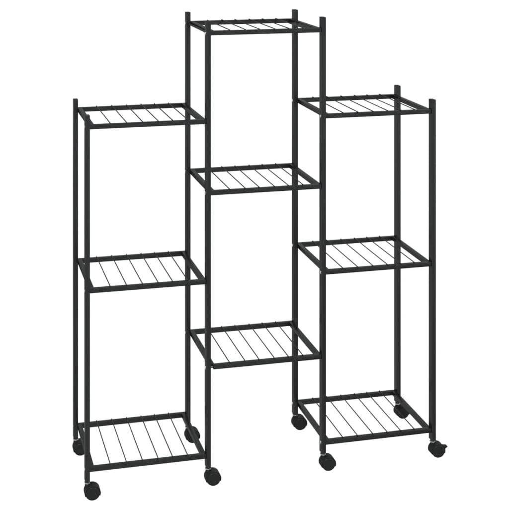 vidaXL Flower Stand with Wheels 32.7x9.8"x40.7" Black Iron"
