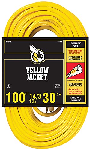 Yellow Jacket Gidds-283431 2888 Contractor Extension Cord With Lighted Ends, 100 Foot, Ft