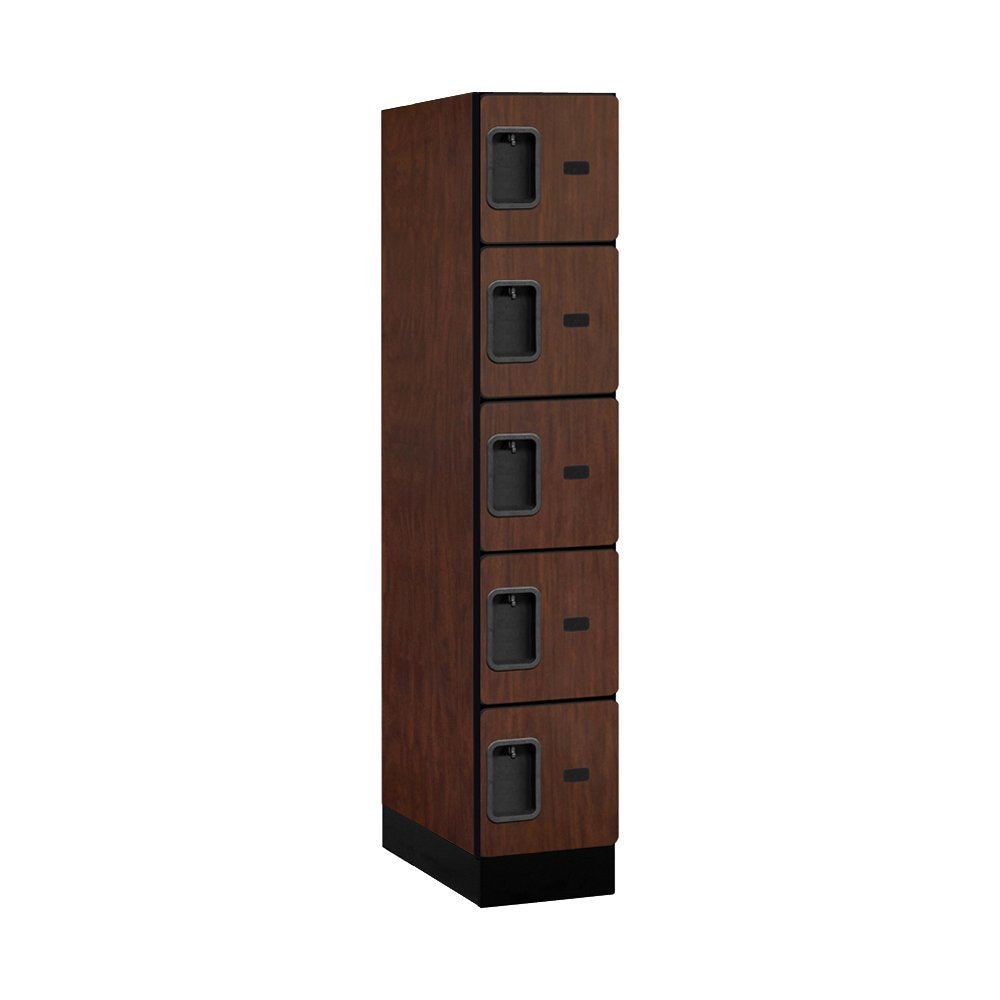 12 Wide Five Tier Box Style Designer Wood Locker - 1 Wide - 5 Feet High - 21 Inches Deep - Mahogany