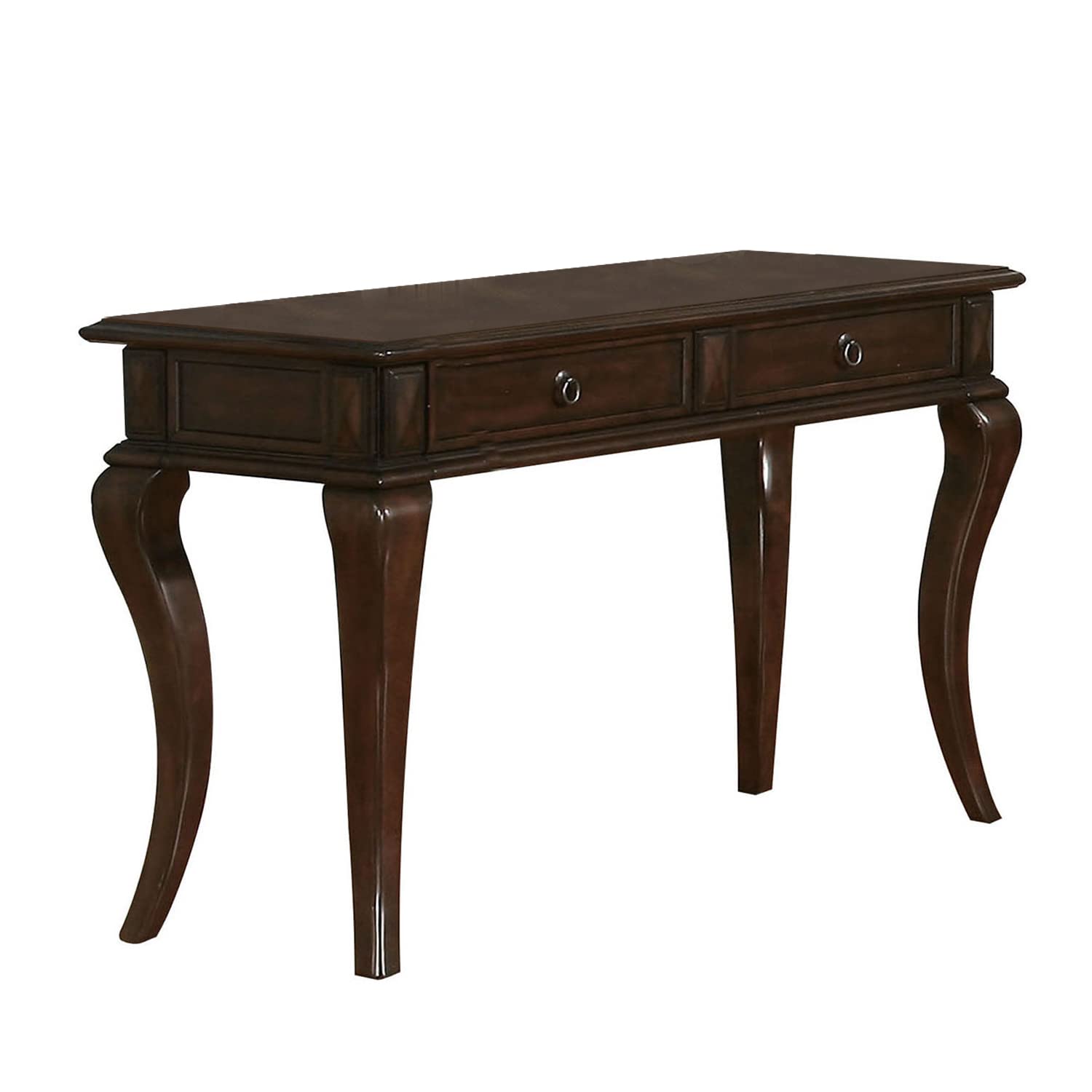 Transitional Style Wood and Metal Sofa Table with Drawers, Brown