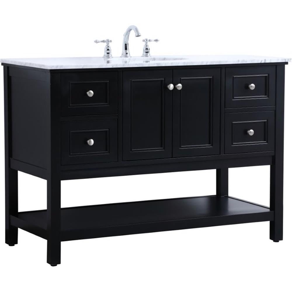 Elegant Decor Metropolis 48 Single Marble Top Bathroom Vanity In Black