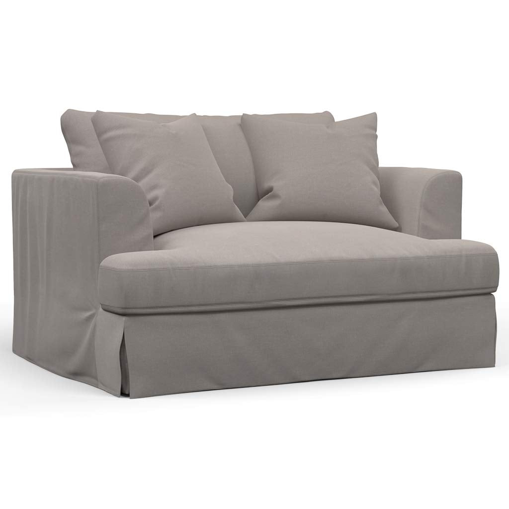 Sunset Trading Newport Slipcovered 52 Wide Chair and A Half | Stain Resistant Performance Fabric | 2 Throw Pillows | Gray"