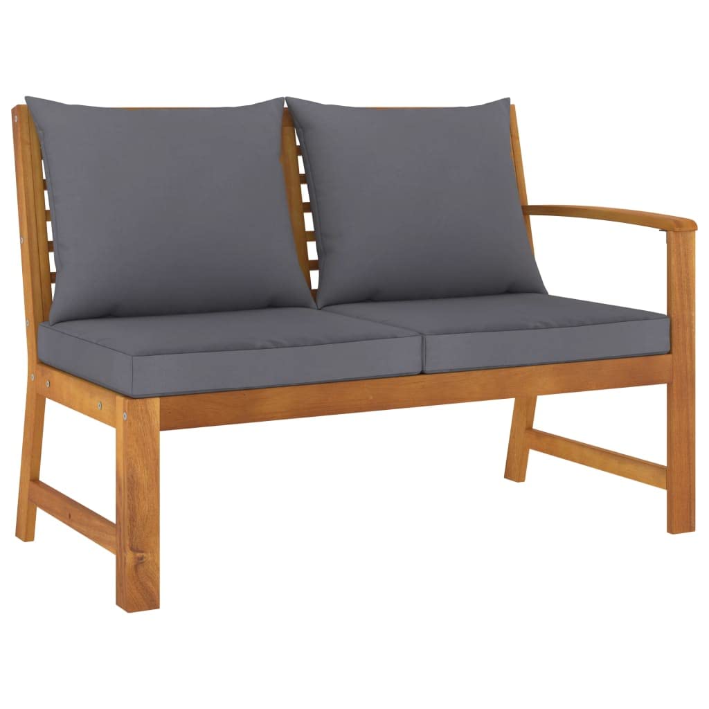 vidaXL Garden Bench 45.1 with Dark Gray Cushion Solid Acacia Wood"