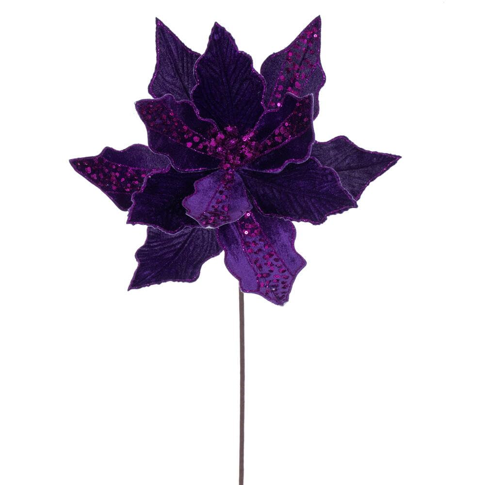 Casafoyer 20” Plum Velvet Striped 10” Flower 3/Bag - (Pack Of 2)