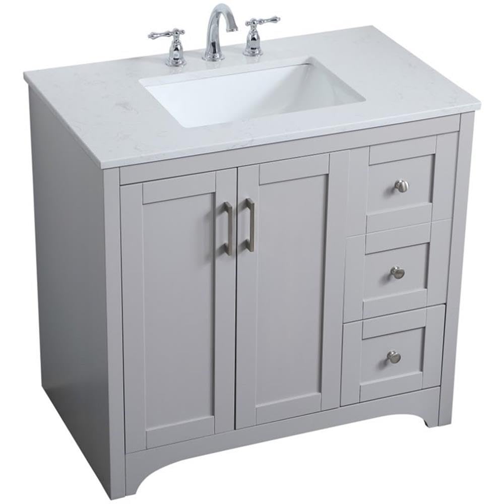 Elegant Kitchen And Bath 36 Inch Single Bathroom Vanity Cabinet - Grey