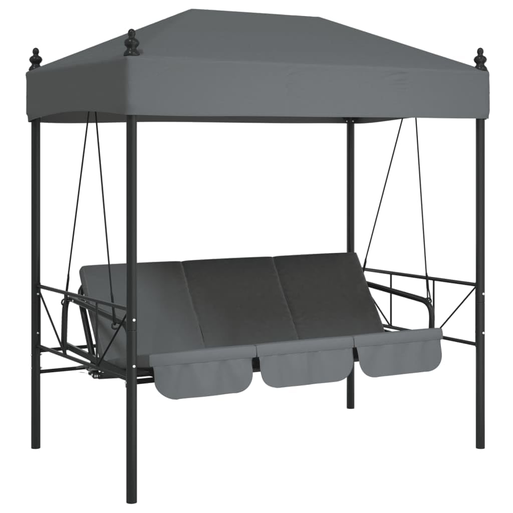vidaXL Patio Swing Bench with Canopy Dark GraySteel