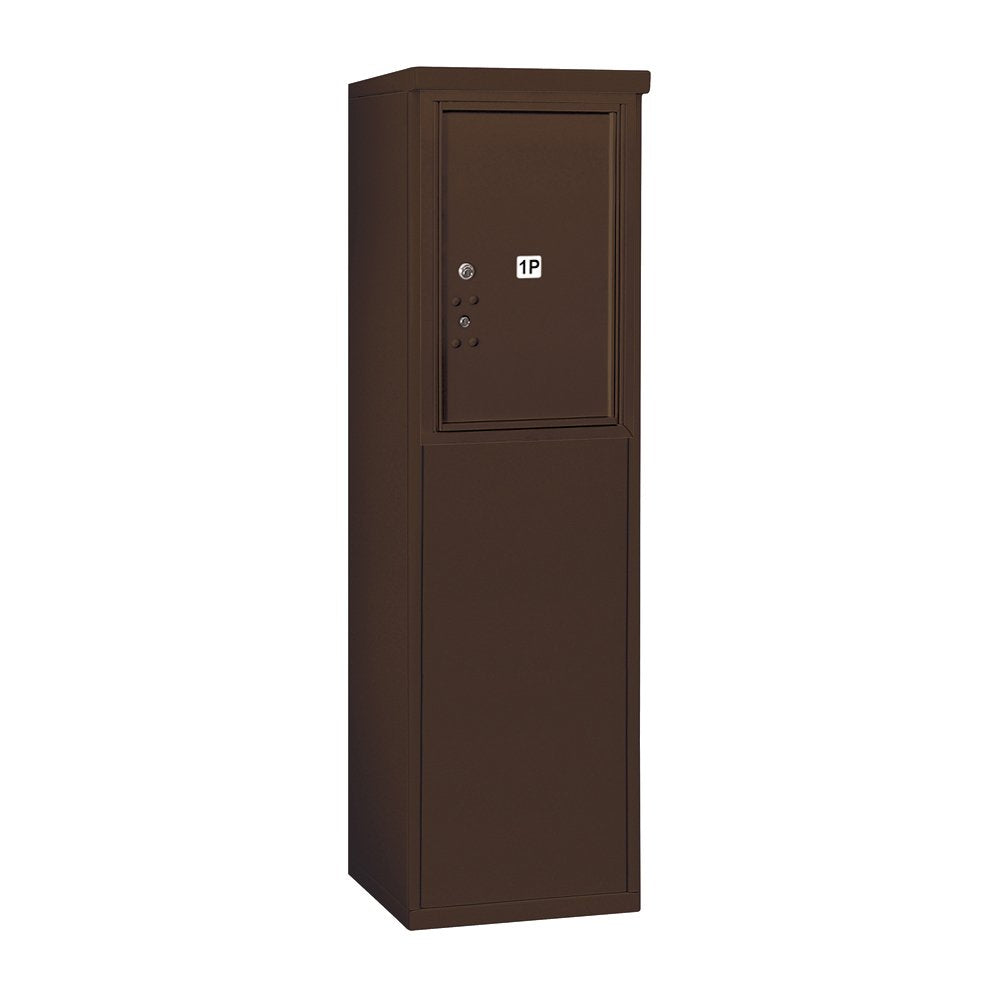 6 Door High Free-Standing 4C Horizontal Parcel Locker with 1 Parcel Locker in Bronze with USPS Access