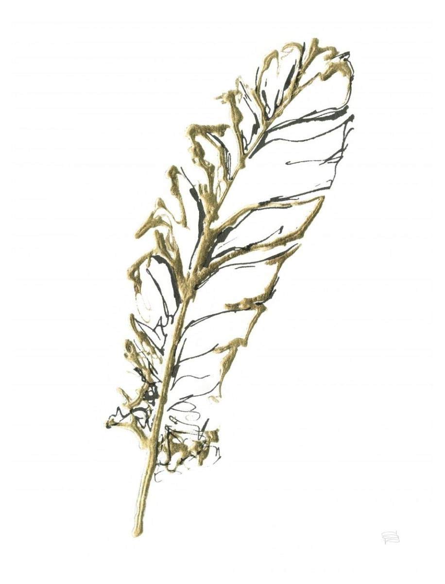 Gilded Turkey Feather I -Paper Art-38x50”