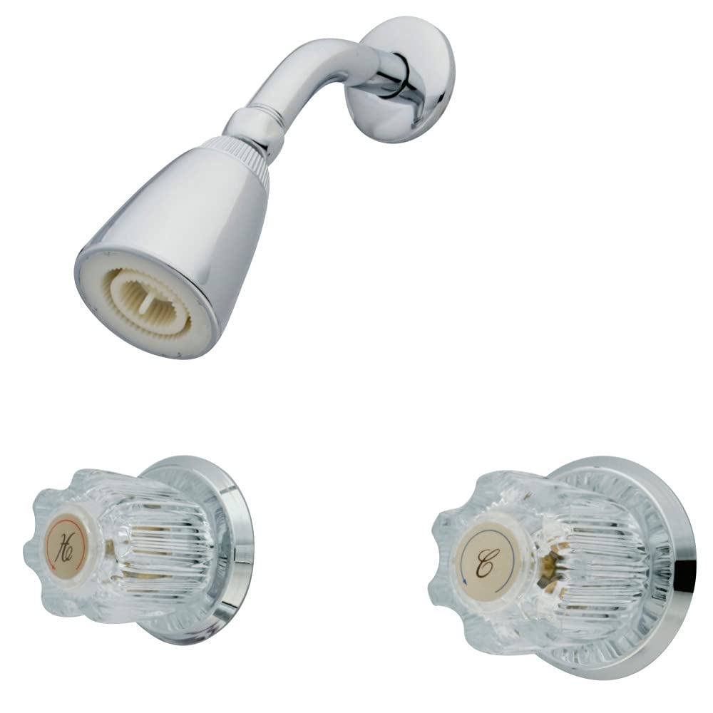 Kingston Brass Kb141So Twin Acrylic Handles Tub And Shower Faucet With Shower Only, Polished Chrome 8-Inch Center