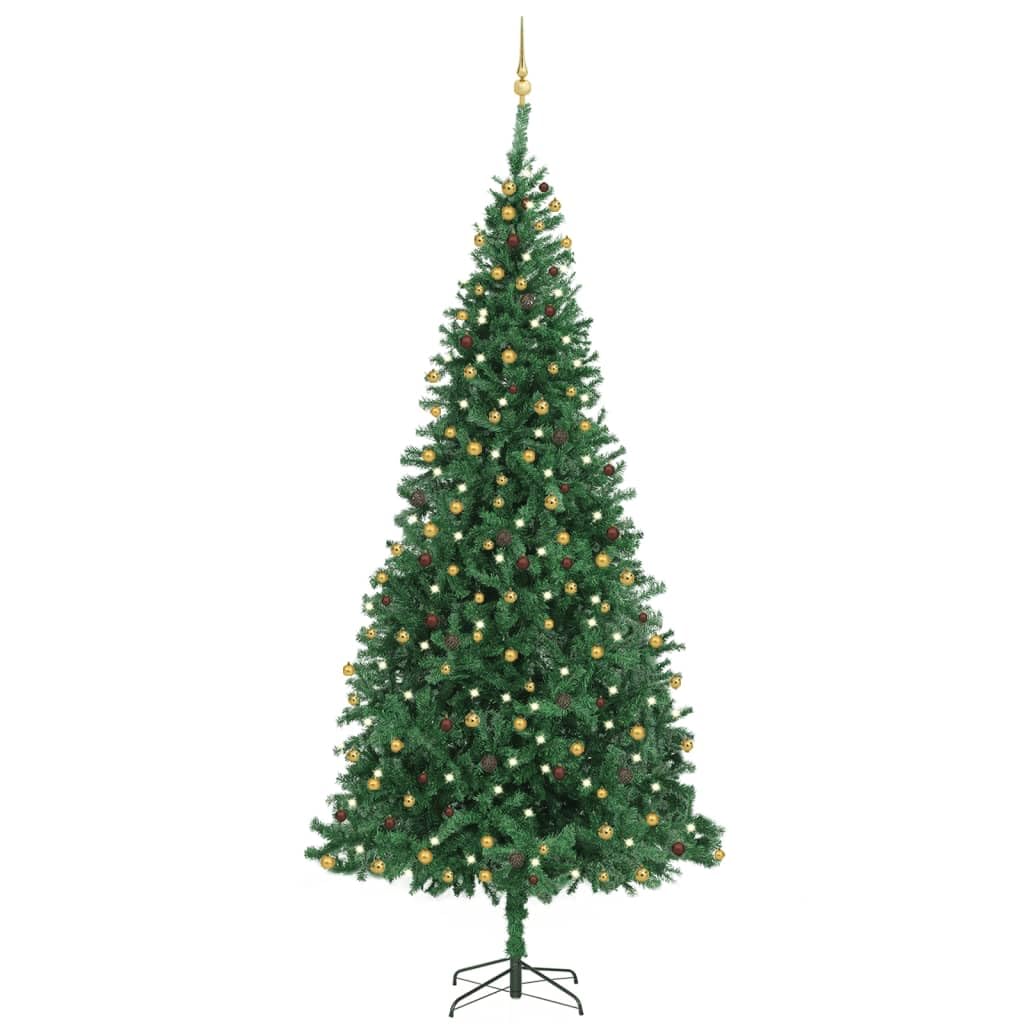 vidaXL Artificial Christmas Tree with LEDs&Ball Set LEDs 118.1 Green"