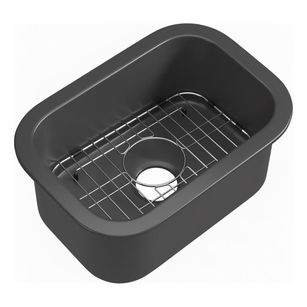 ALFI brand ABF1319UD-GM Grey Matte Small 13x19??Rectangle Fireclay Undermount or Drop In Prep Sink w Grid included