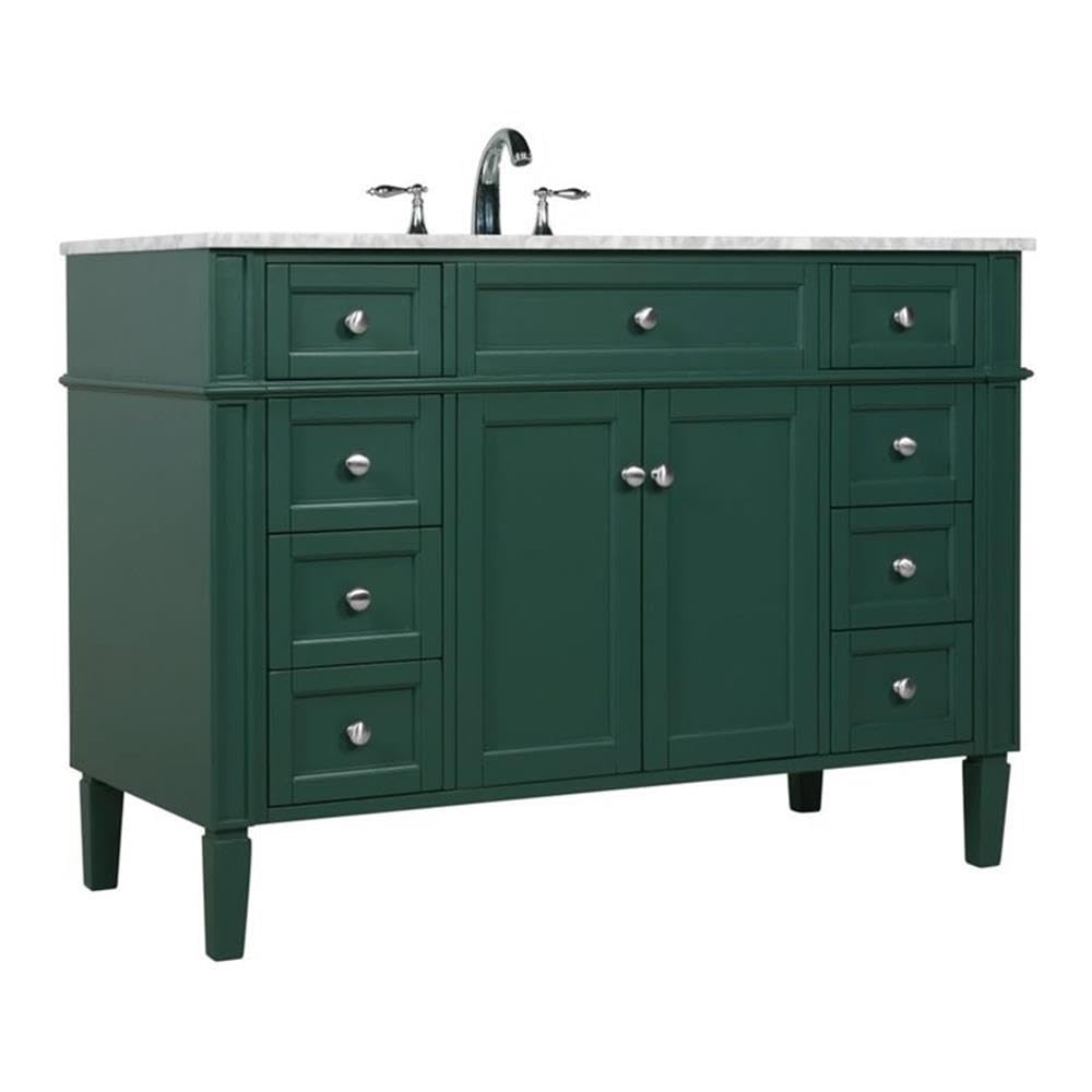 Elegant Decor Park Avenue 48 Metal Mdf Marble Single Bathroom Vanity In Green