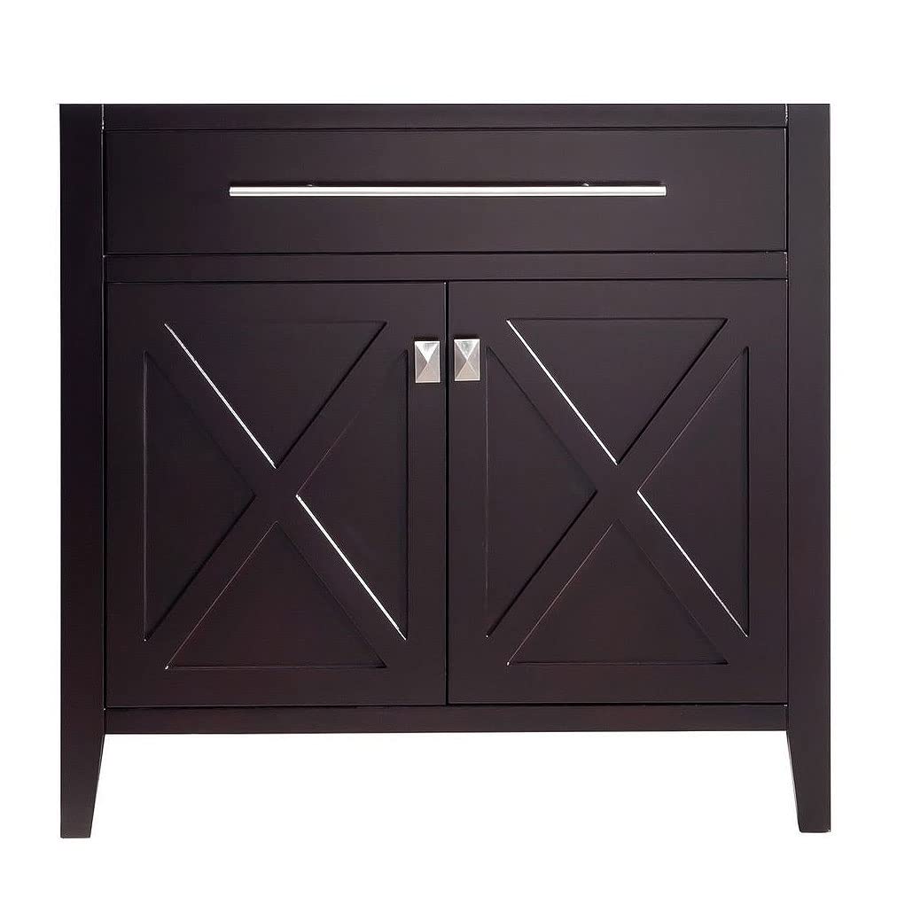 Wimbledon - 36 - Brown Cabinet + White Carrara Marble Countertop