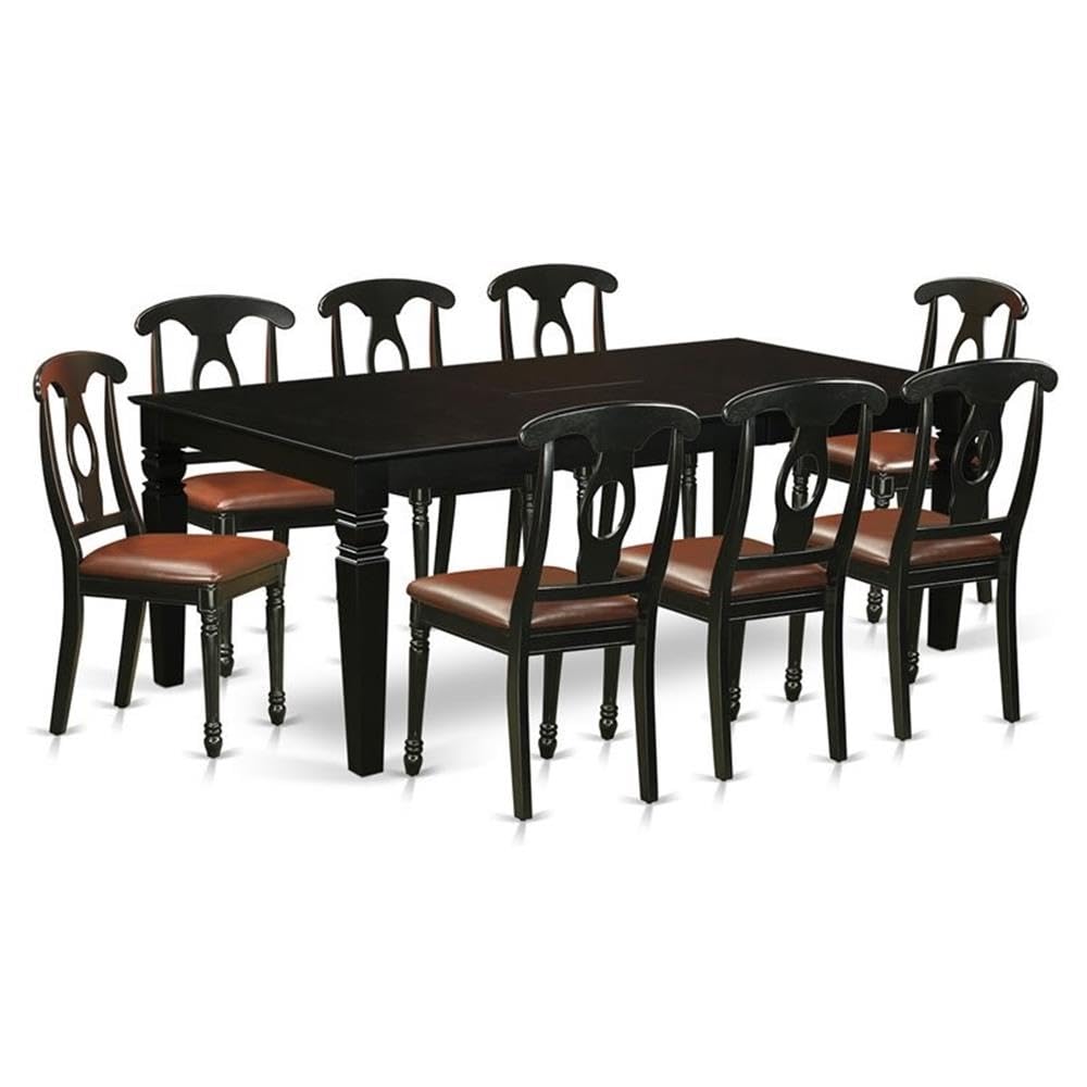 9  Pc  Dining  set  with  a  Dining  Table  and  8  Leather  Dining  Chairs  in  Black