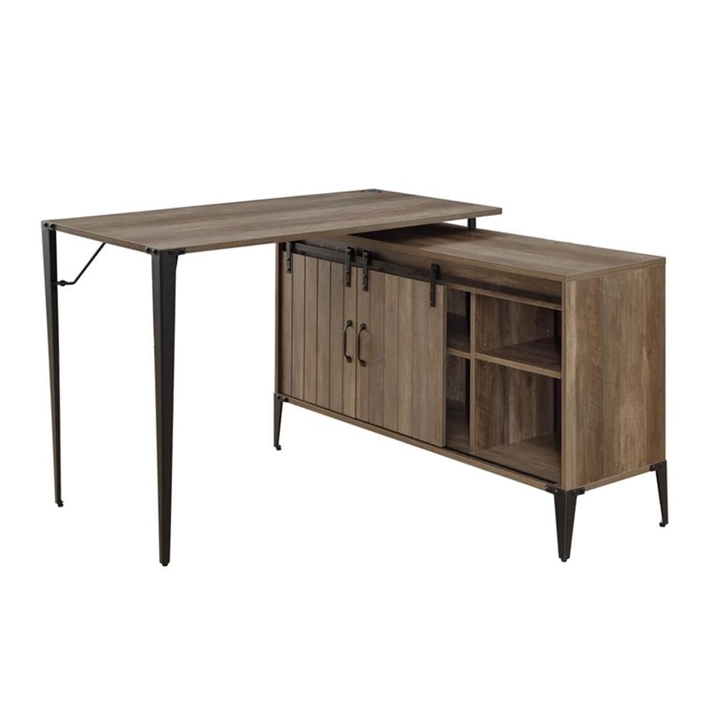 Writing Desk, Rustic Oak & Black Finish