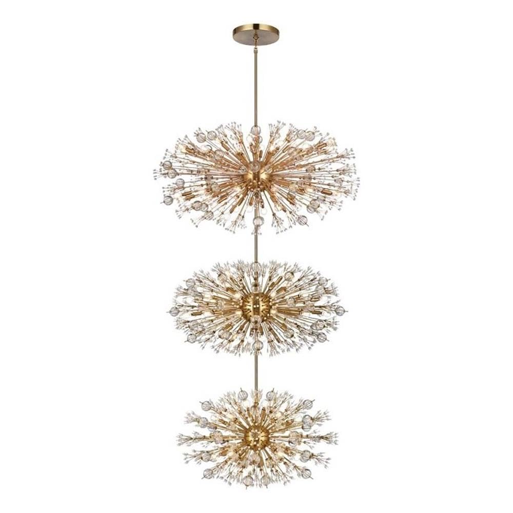 Elegant Lighting Vera 50' Modern Metal/Crystal Chandelier In Satin Gold/Clear