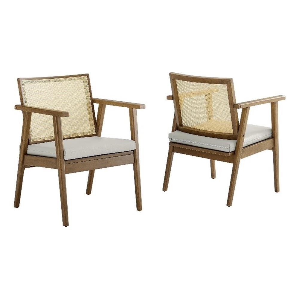 Thera Vegan Leather and Cane Accent Armchairs Set of 2 by Modway