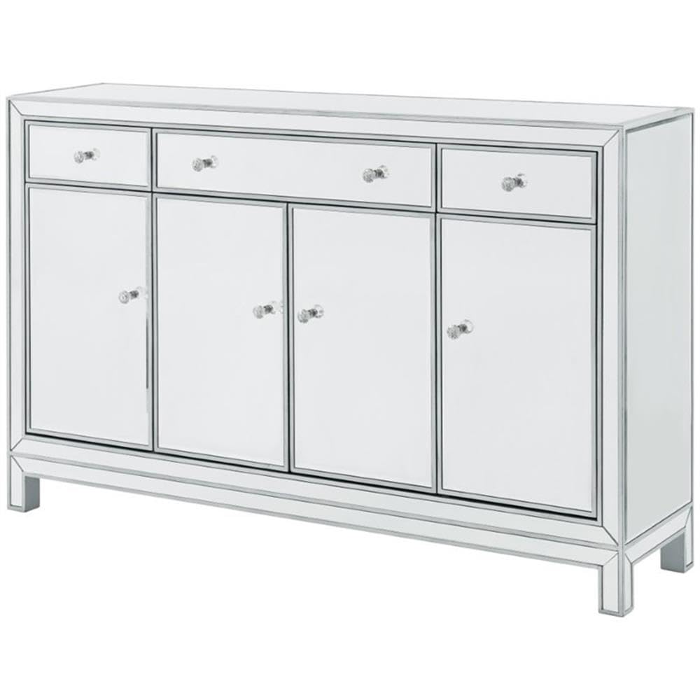 Buffet Cabinet 3 drawers 4 doors 56in. W x 13in. D x 36in. H in antique silver paint