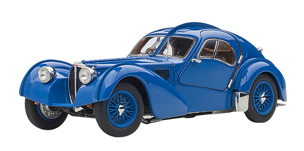 1938 Bugatti Type 57SC Atlantic with Metal Wire-Spoke Wheels Blue 1/43 Diecast Model Car by Autoart