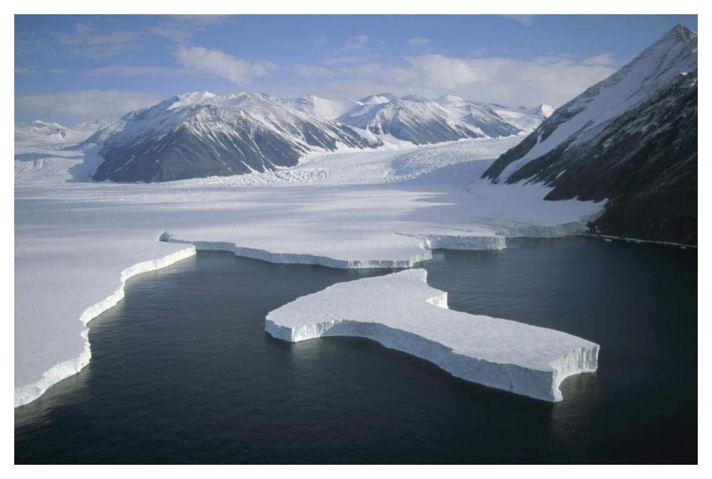 Dugdale and Murray Glaciers descending into Robertson Bay, Victoria Land, Antarctica-Paper Art-50x34”