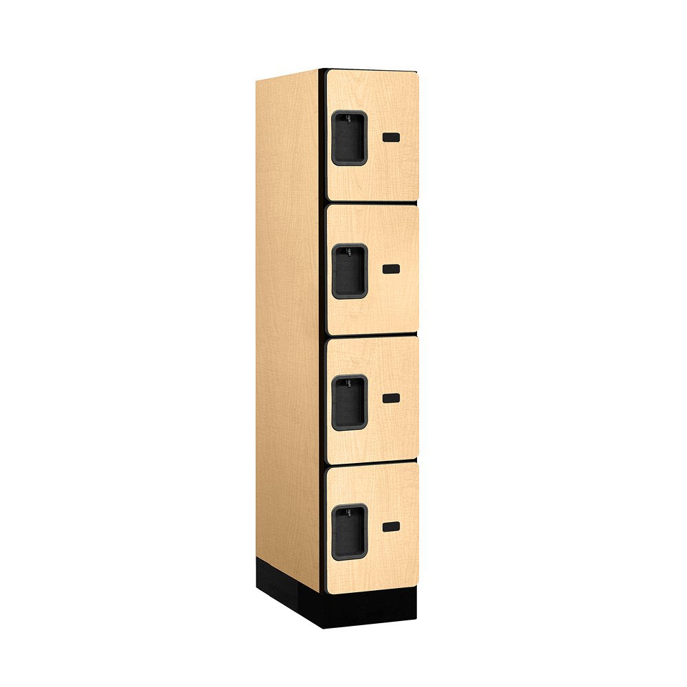 12 Wide Four Tier Designer Wood Locker - 1 Wide - 5 Feet High - 21 Inches Deep - Maple