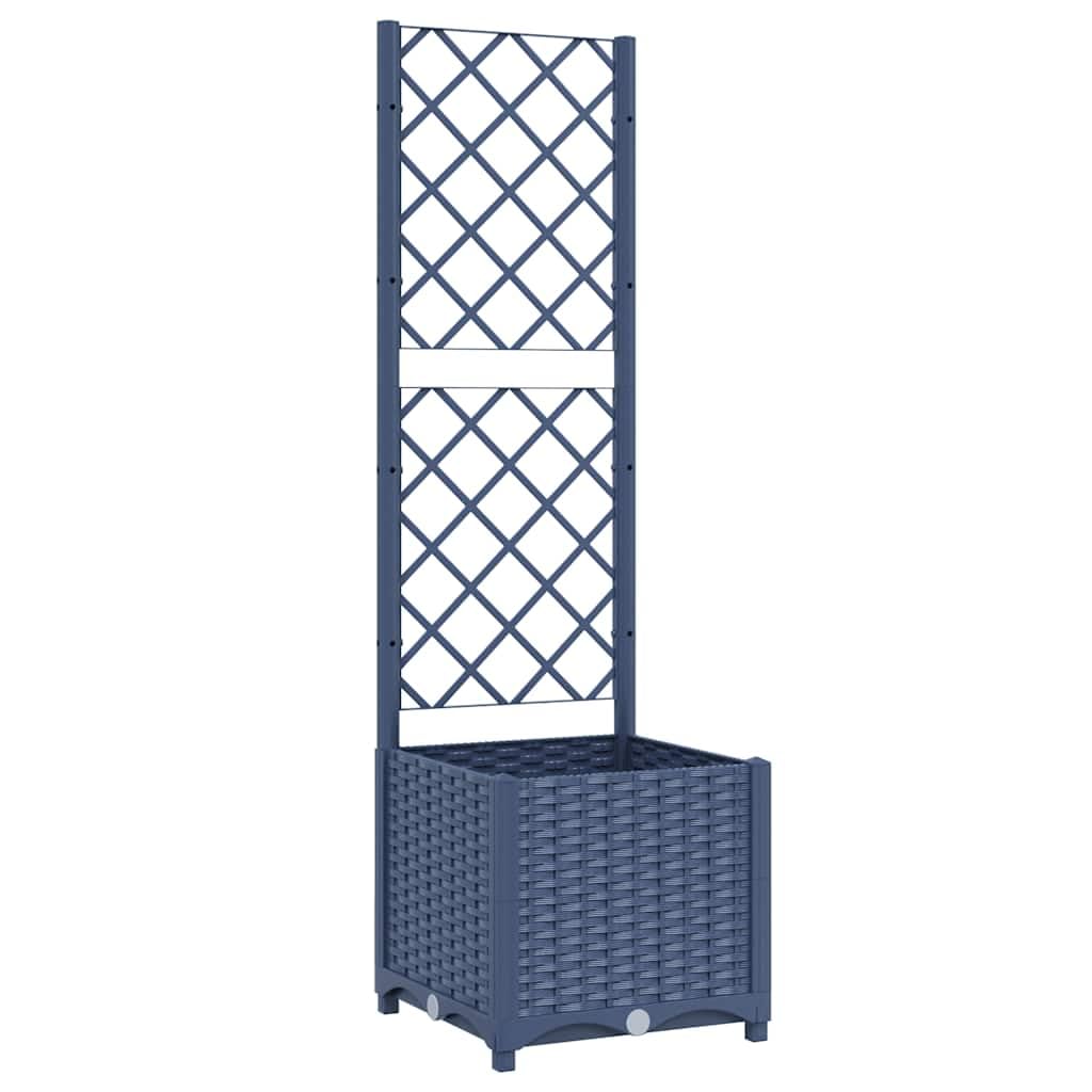 vidaXL Garden Planter with Trellis Dark Gray 15.7x15.7"x53.5" PP"