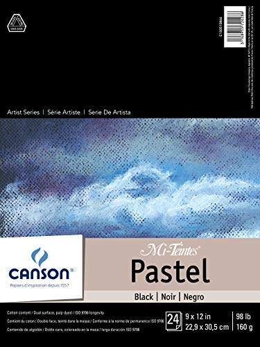 Canson-100510866 Drawing Mi-Teintes Paper Pad, Dual Sided Textures For Pastels, Charcoals, Pencil, Fold Over, 98 Pound, 9 X 12 I