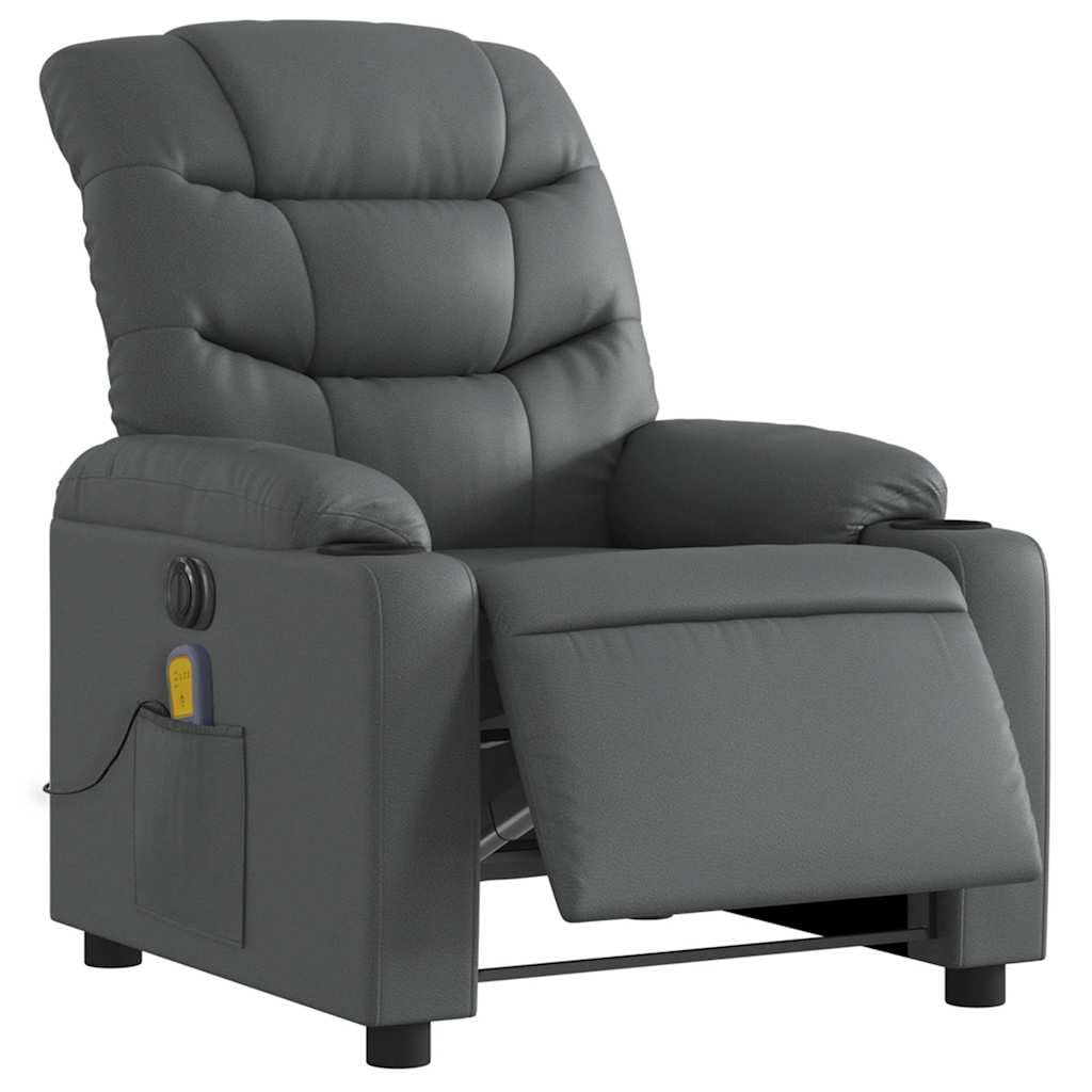 vidaXL Electric Massage Recliner Chair Gray Faux Leather