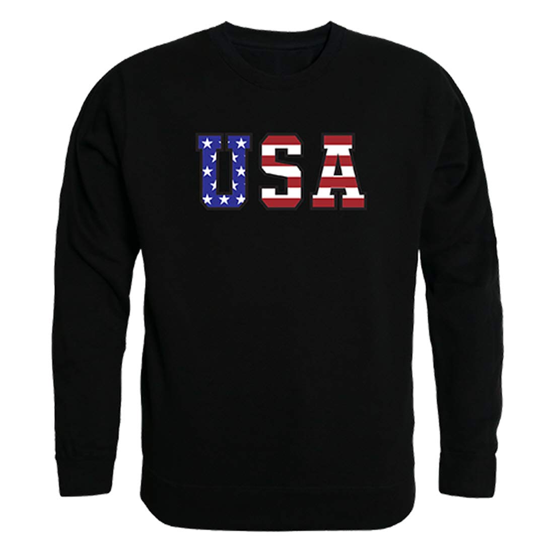 Graphic Crewneck, Flag Text, Black, 2X