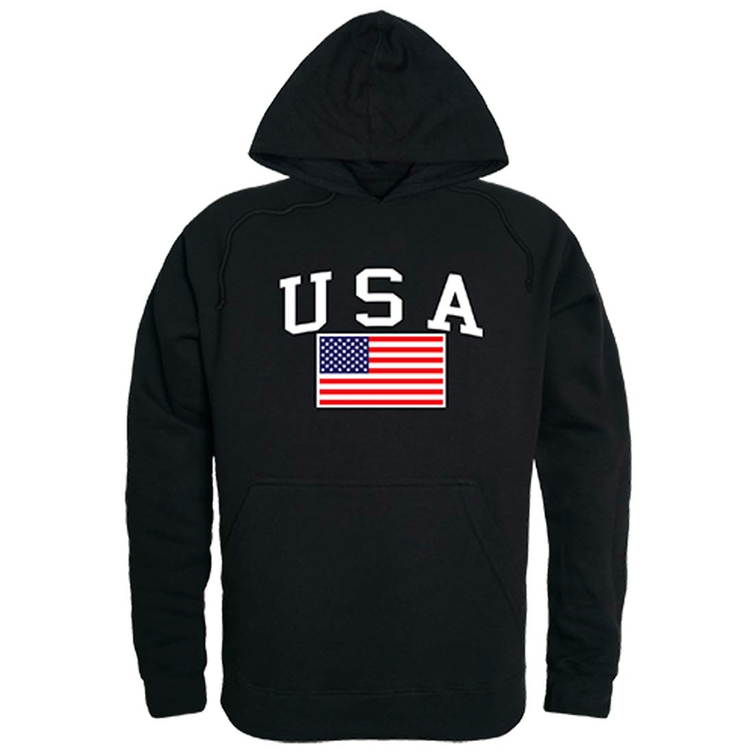 Graphic Pullover, USA & Flag, Black, XL