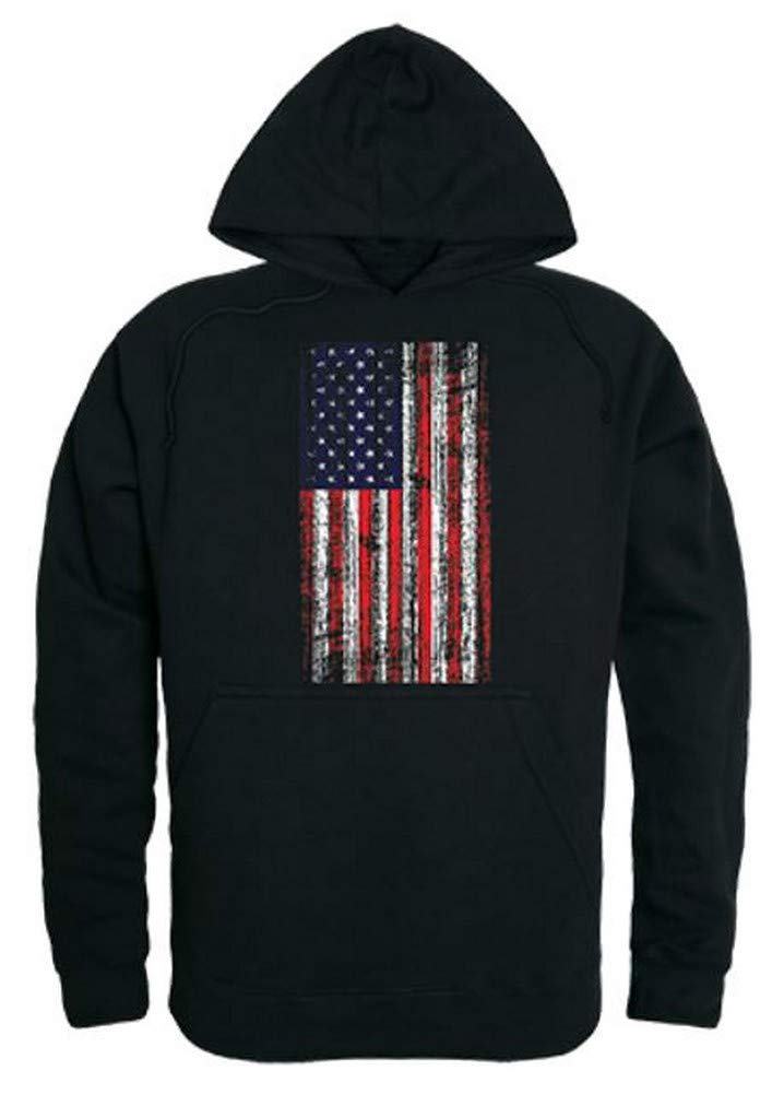 GraphicPullover,Distressed Flag, Black, 2X