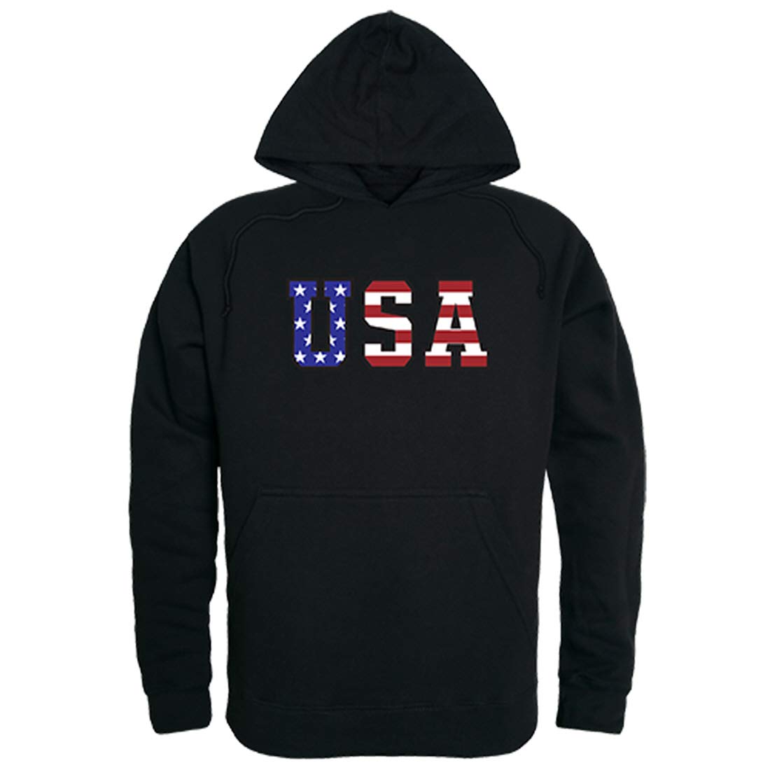 Graphic Pullover, Flag Text, Black, 2X