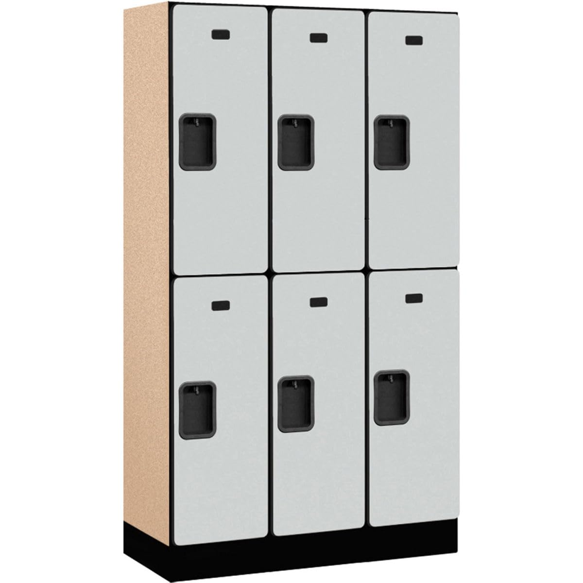 12 Wide Double Tier Designer Wood Locker - 3 Wide - 5 Feet High - 15 Inches Deep - Gray
