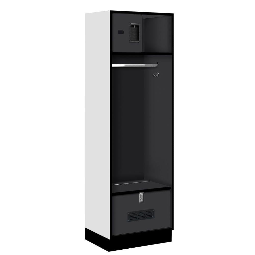 24 Wide Designer Wood Open Access Locker - 6 Feet High - 18 Inches Deep - Black