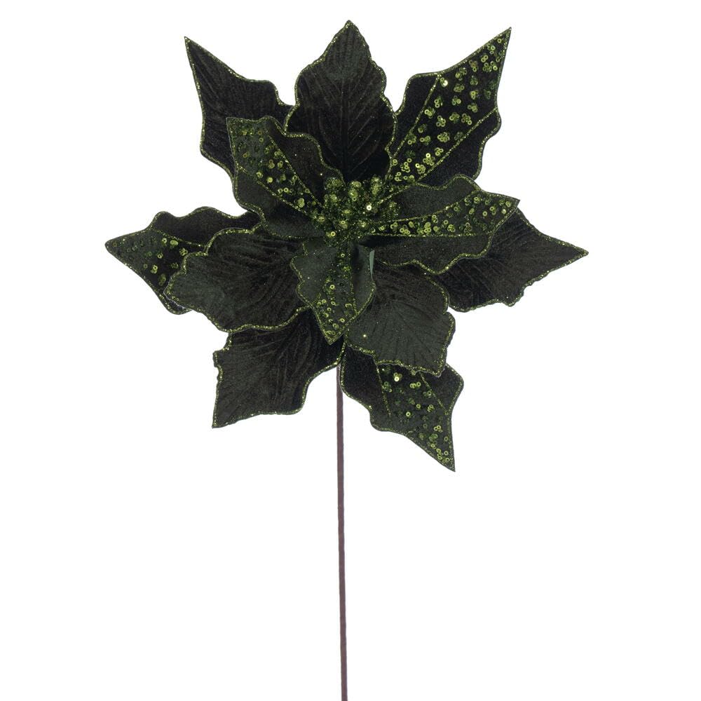 Casafoyer 20” Green Velvet Striped 10” Flower 3/Bg - (Pack Of 2)