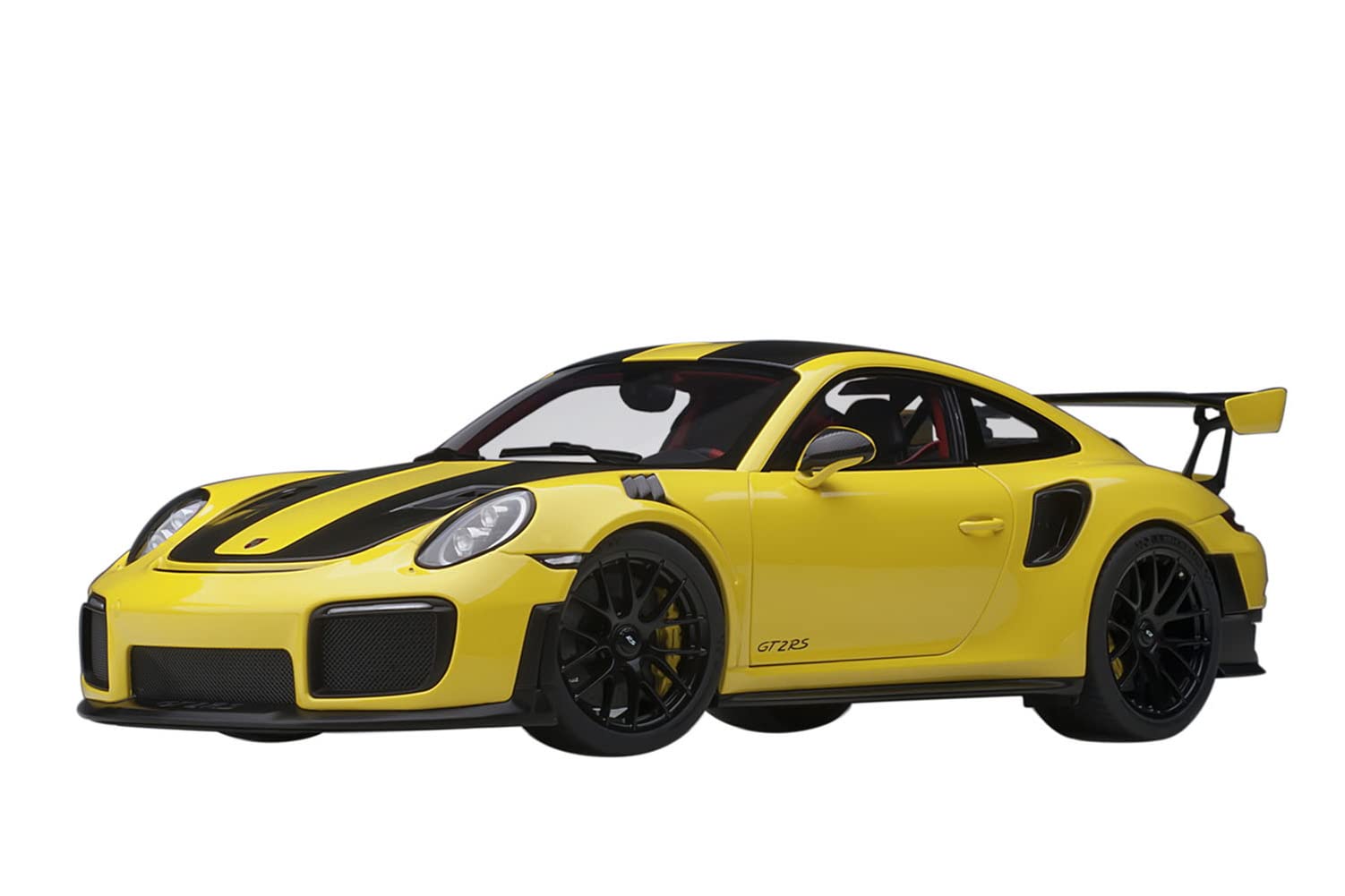 Porsche 911 (991.2) GT2 RS Weissach Package Racing Yellow with Carbon Stripes 1/18 Model Car by Autoart